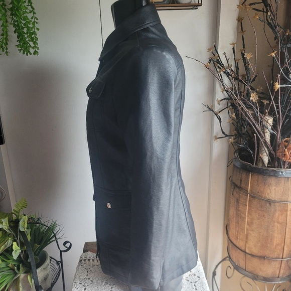 Guess Black Vegan Leather Jacket M - Picture 7 of 9